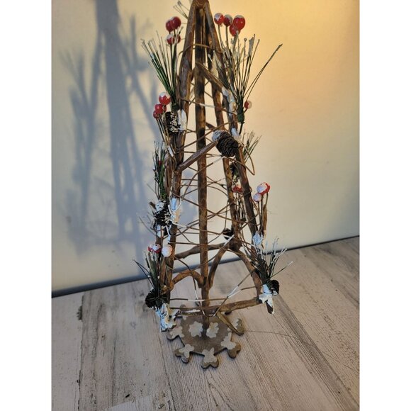 Metal frosted mistletoe frame table top tree Xmas home decor snow unique - Picture 3 of 6